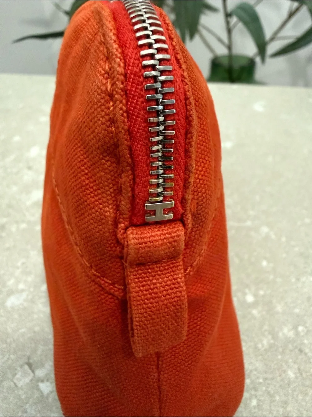 Hermes Bolide Pouch TPM Orange Canvas Travel Cosmetic Bag